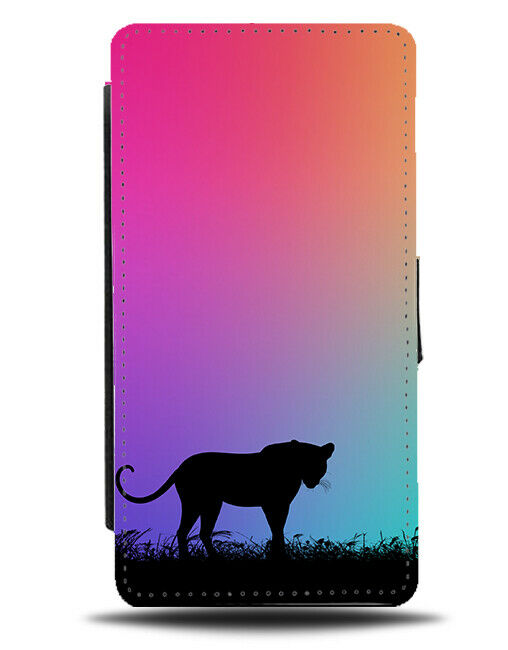 Leopard Silhouette Flip Cover Wallet Phone Case Leopards Multicoloured I058