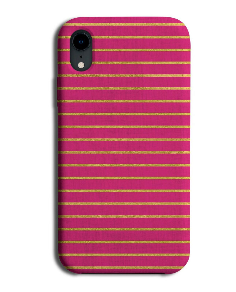 Hot Pink and Gold Striped Phone Case Cover Stripes Stripey Design Pattern F713