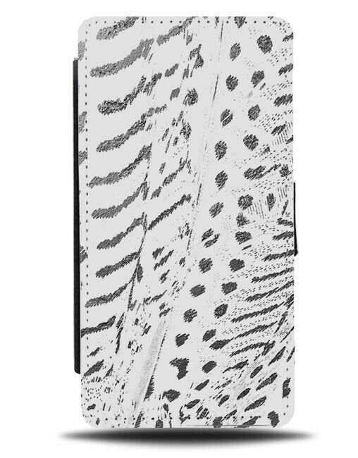 Silver and White Artistic Abstract Flip Wallet Case Design Shapes F185