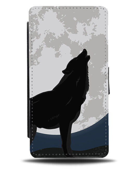 Wolf Howl Silhouette Outline Flip Wallet Case Shape Animal Call Howling K459