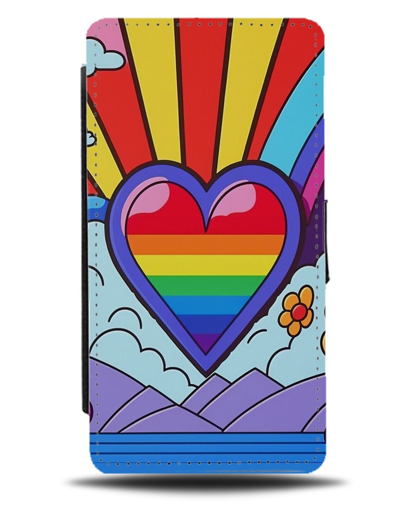 Pride Love Heart Flip Wallet Case Flag LGBT LGBTQ Rainbow Shape Retro Fun BY87