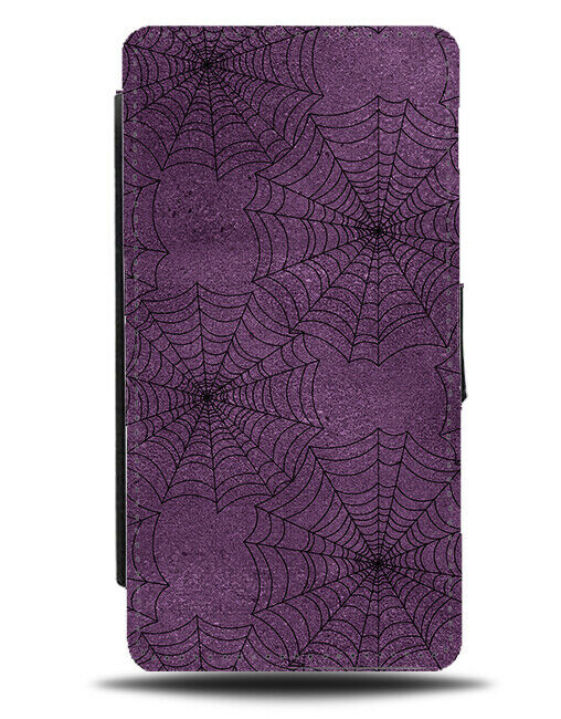 Purple Spiders Web Flip Wallet Case Spider Webs Spiderweb Pattern Design G069