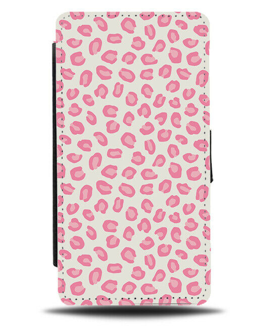 Baby Pink and White Leopard Print Flip Wallet Case Skin Dots Cheetah F667