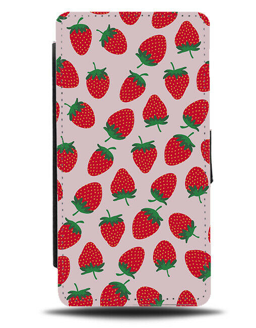 Red Strawberry Flip Wallet Case Strawberries Cartoon Fruit Pattern F070