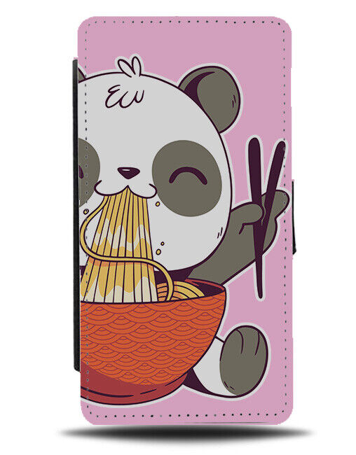 Japanese Panda Eating Noodles With Chopsticks Flip Wallet Case Japan Bowl i981