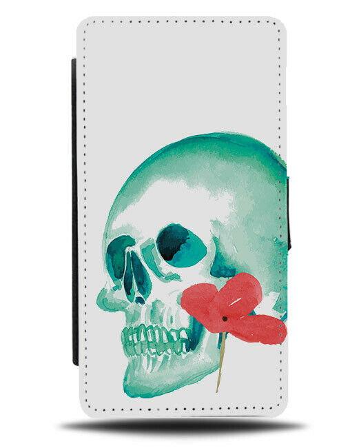 Artistic Skull & Tulip Flower Flip Wallet Phone Case Flowers Tulips Floral E253