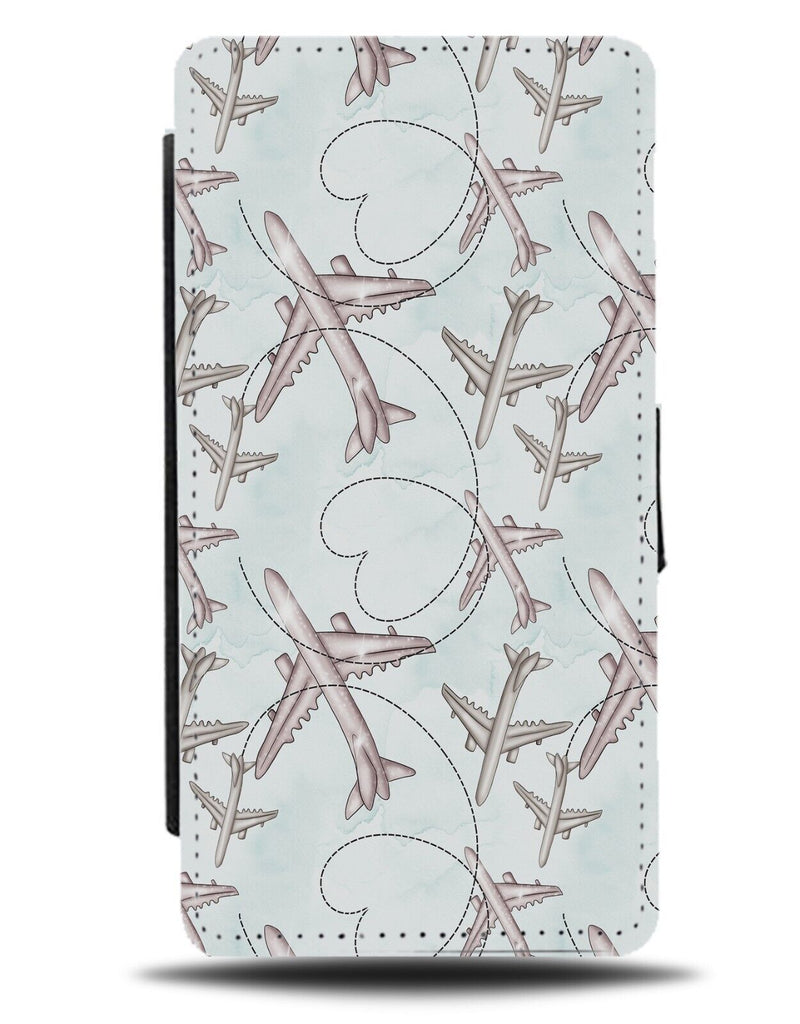 Airplanes Flying Flip Wallet Case Jumbo Jets Pattern Contrails Contrails BY79