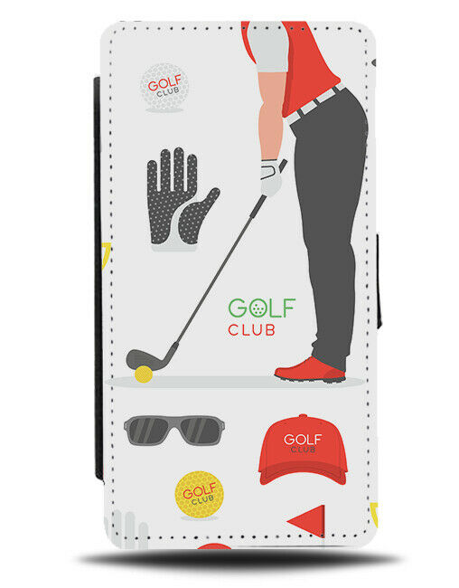Golf Pattern Flip Wallet Case Golfing Glove Equipment Design Club Clubs F717