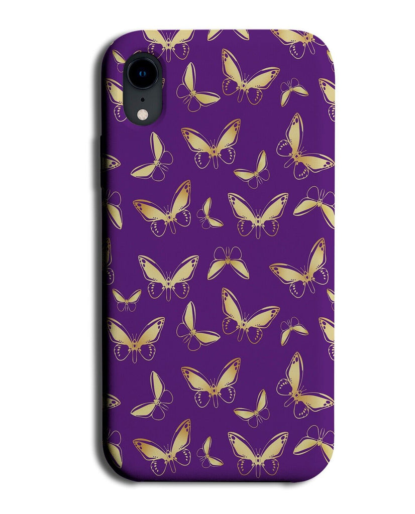 Golden Butterfly On Purple Coloured Phone Case Cover Colour Colours Wings Q702D