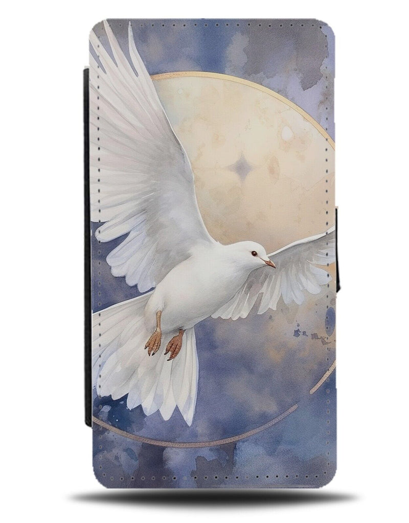 Moonlit Doves Flying Flip Wallet Case Dove Bird Birds Serenity White Sky DA05