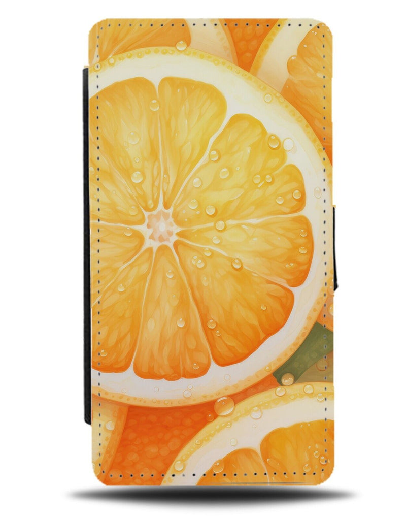 Retro Orange Slices Flip Wallet Case Oranges Citrus Fruit Slice Tangerine De65