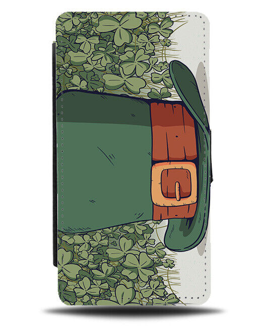 Irish Leprechaun Hat Flip Wallet Case Ireland Dark Green Tophat Top J604