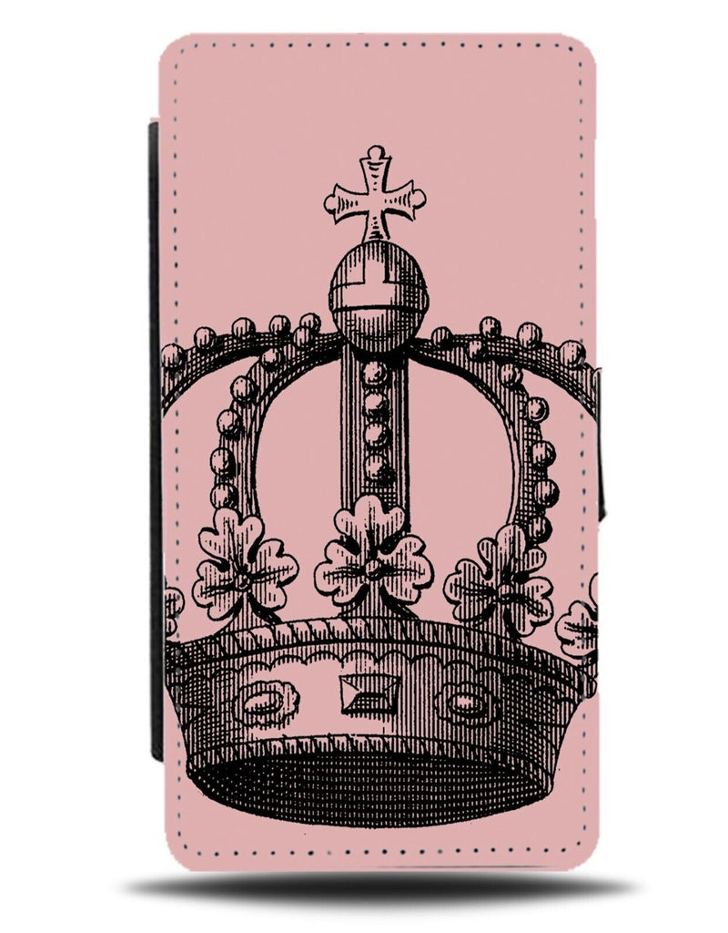 Sketched Queens Crown Pink Flip Wallet Case Drawing Art Princess Crowns AI46