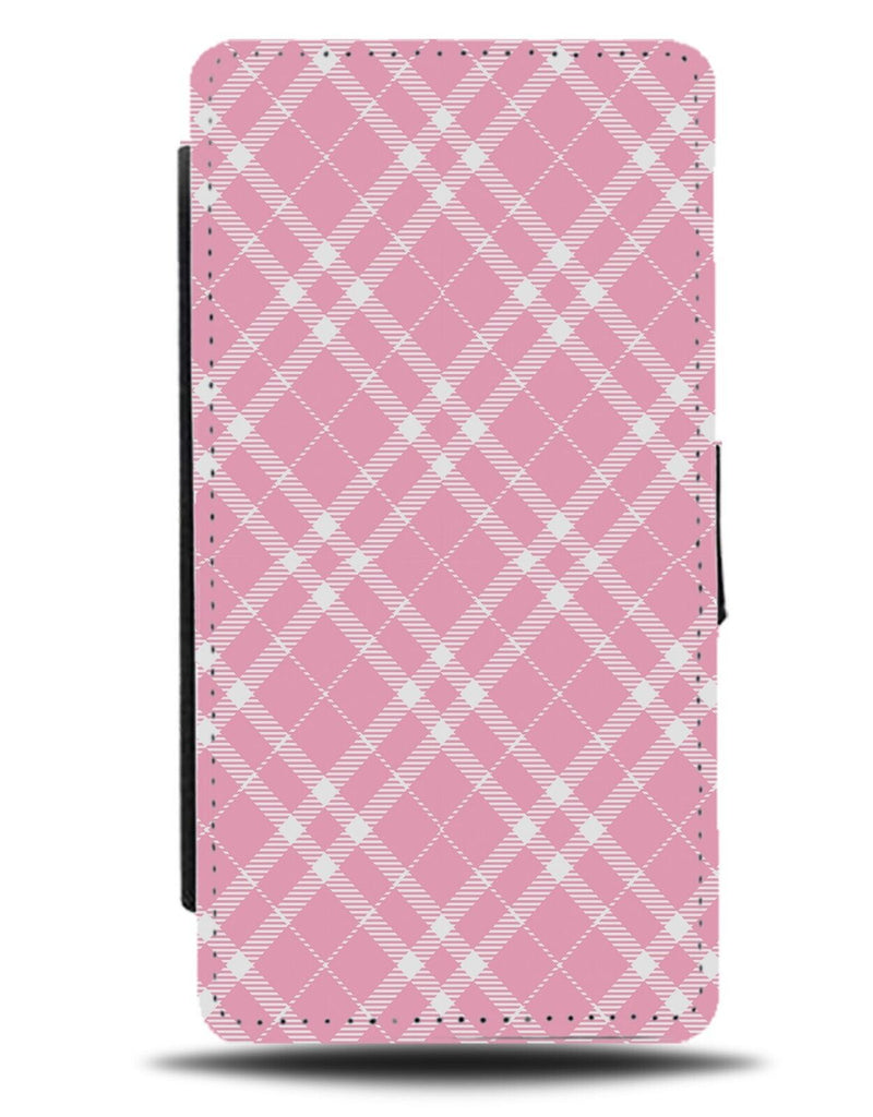 Baby Pink & White Gingham Print Flip Wallet Case Effect Print Style Design AY81