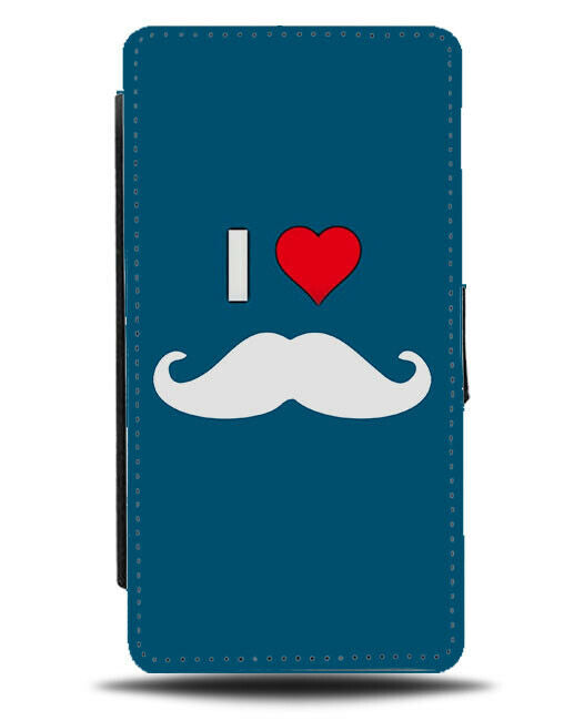 Love Moustaches Flip Cover Wallet Phone Case Moustache Heart Hipster Beard Mo21