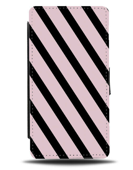 Baby Pink and Black Striped Flip Cover Wallet Phone Case Stripes Lines Girl i803