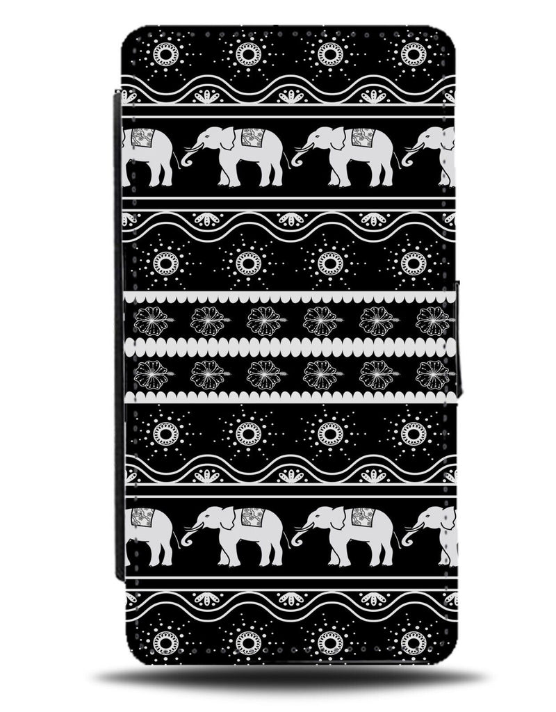 Tribal Asian Elephant Pattern Flip Wallet Case Elephants India Indian Asia BB05