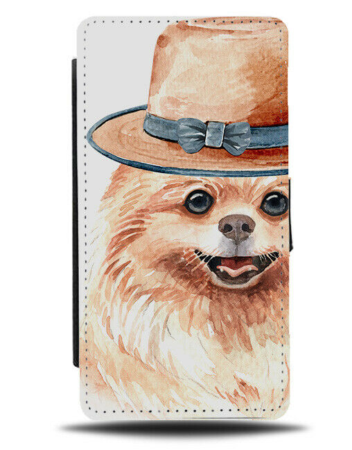 Pomeranian Flip Wallet Phone Case Dog Western Hat Stylish Fashion Style K598