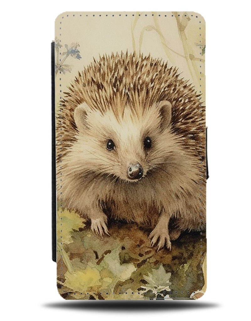 Watercolour Hedgehog Flip Wallet Case Hedgehogs Wild Woods Forrest Vintage CY27