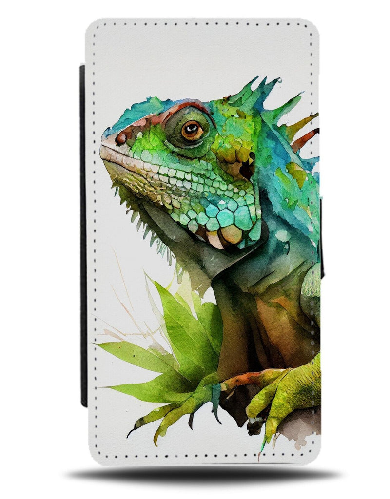 Green Iguana Head Flip Wallet Case Iguanas Lizard Reptile Pet Pets Boys DA99