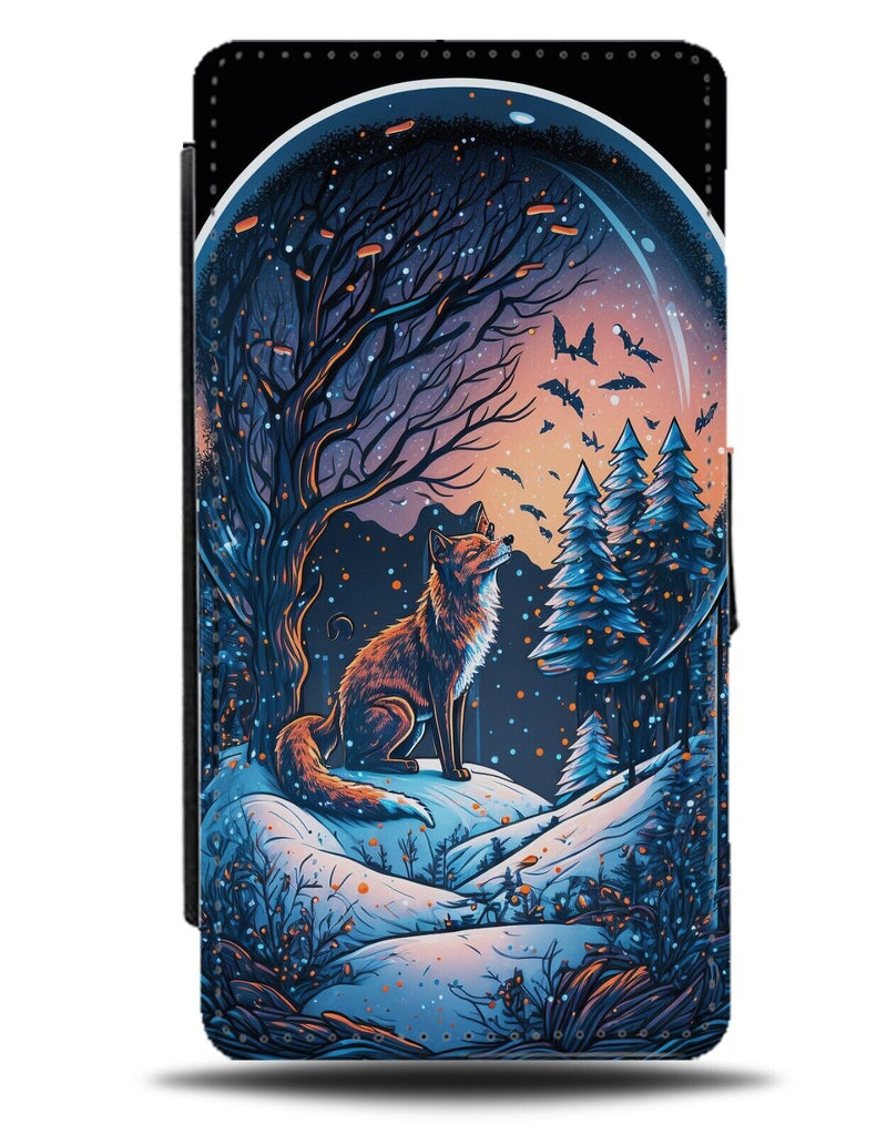Christmas Fox In Snow Globe Design Flip Wallet Case Artwork Foxes Xmas Foxs DA27
