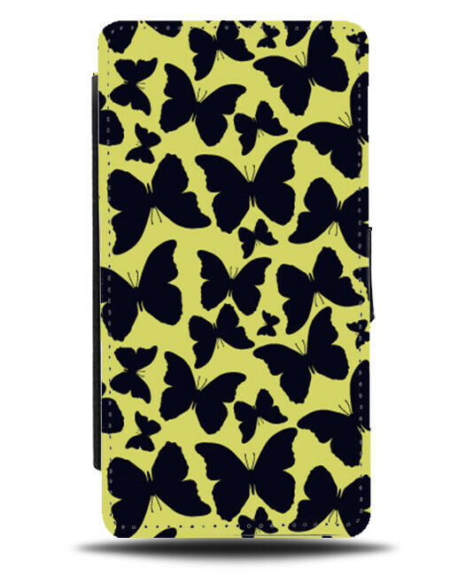 Yellow and Black Butterfly Flip Wallet Case Butterflies Colour Coloured E926
