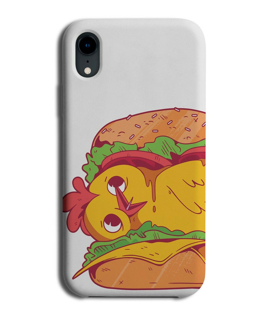 Funny Hiding Chicken Burger Phone Cover Case Chickens Burgers Nugget Food J085