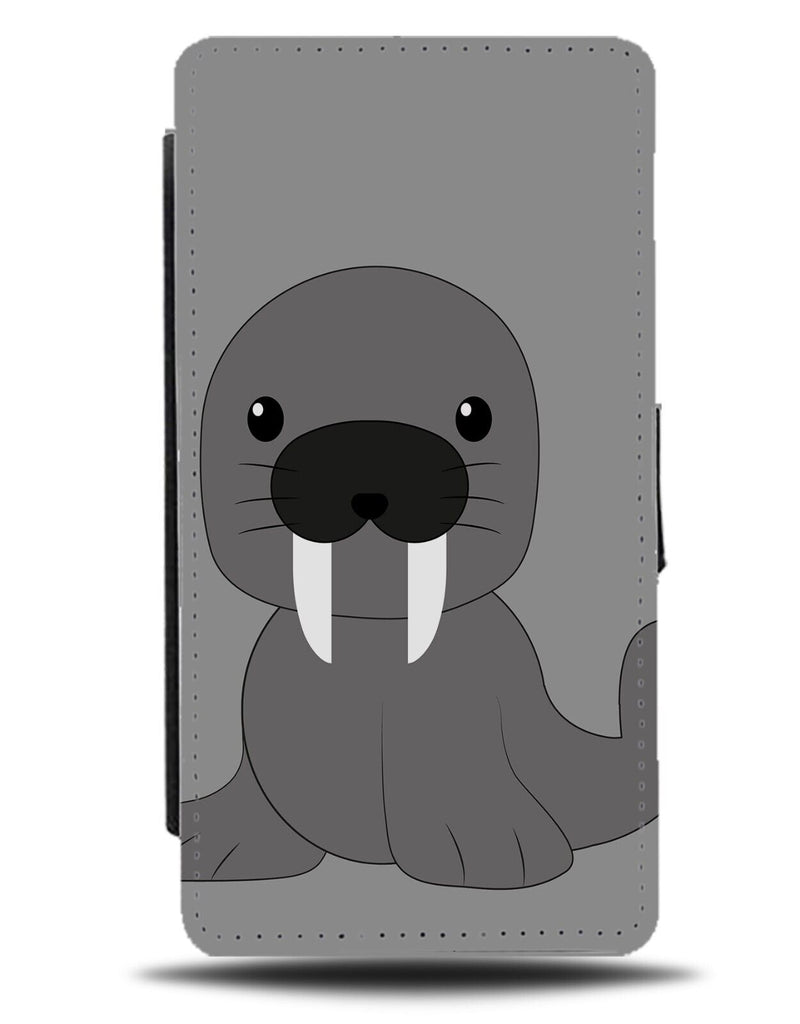 Cartoon Walrus Flip Wallet Case Walruses Seal Sea Lion Tusks Kids Childs DG58