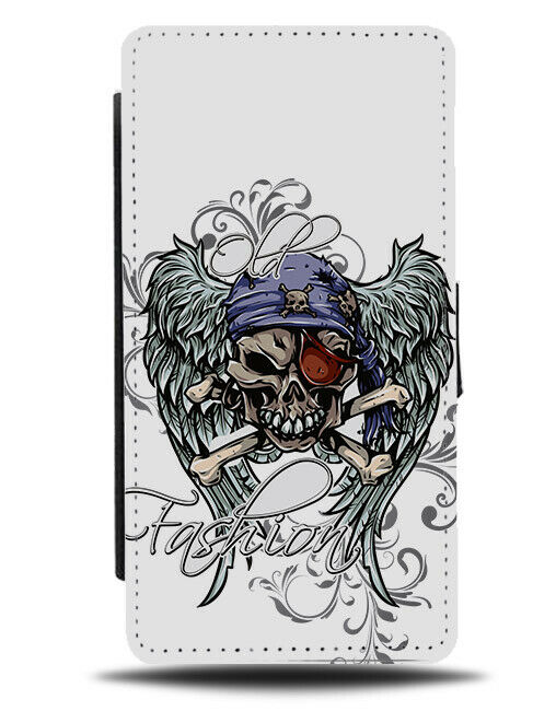 Skull & Crossbones Flip Wallet Phone Case Wings Angel Biker Fashion Design E221