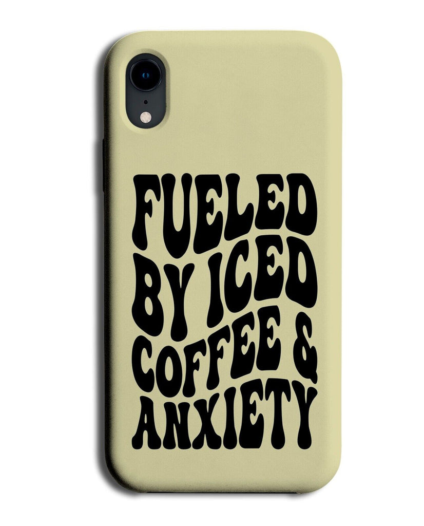Funny Pastel Yellow Fuelled By Iced Coffee and Anxiety Phone Case Cover & Q686