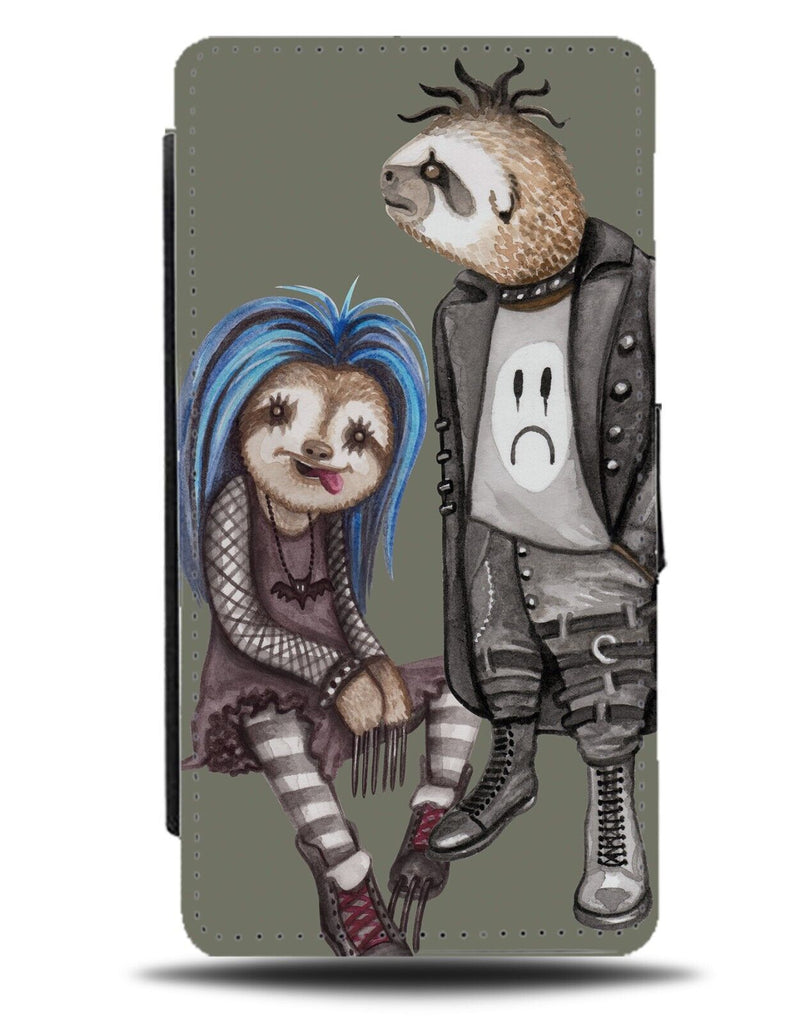 Funny Punk Rocker Sloths Flip Wallet Case Sloth Grunge Goth Emo Emos Punks CE79