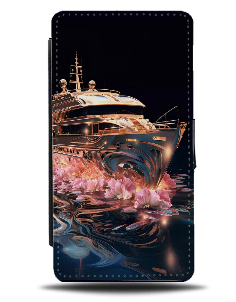 Rose Gold Super Yacht Flip Wallet Case Yachty Luxury Ocean Sea Crew Yachts CM28