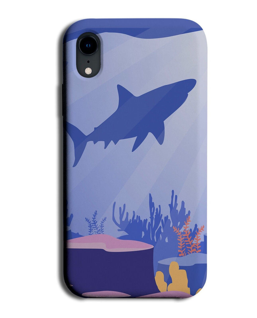 Cartoon Shark Silhouette Shape Phone Case Cover Corals Coral Marine Animals BA65