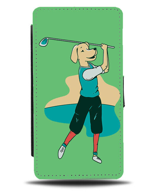 Golfing Dog Flip Wallet Case Swing Shot Swinging Dogs Face Funny Novelty J472