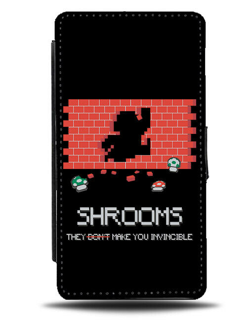 Funny Vintage Gamer Flip Wallet Phone Case Retro Video Games Mushroom E369