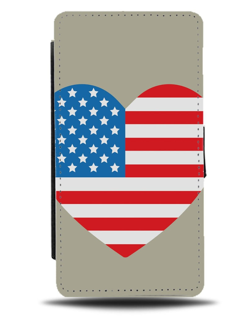 American Flag Loveheart Flip Wallet Case Love Heart Shape Patriotic USA BC19
