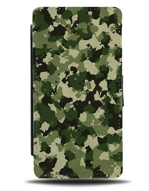 Dark Green Camouflage Army Design Flip Wallet Case Camping Painting G551