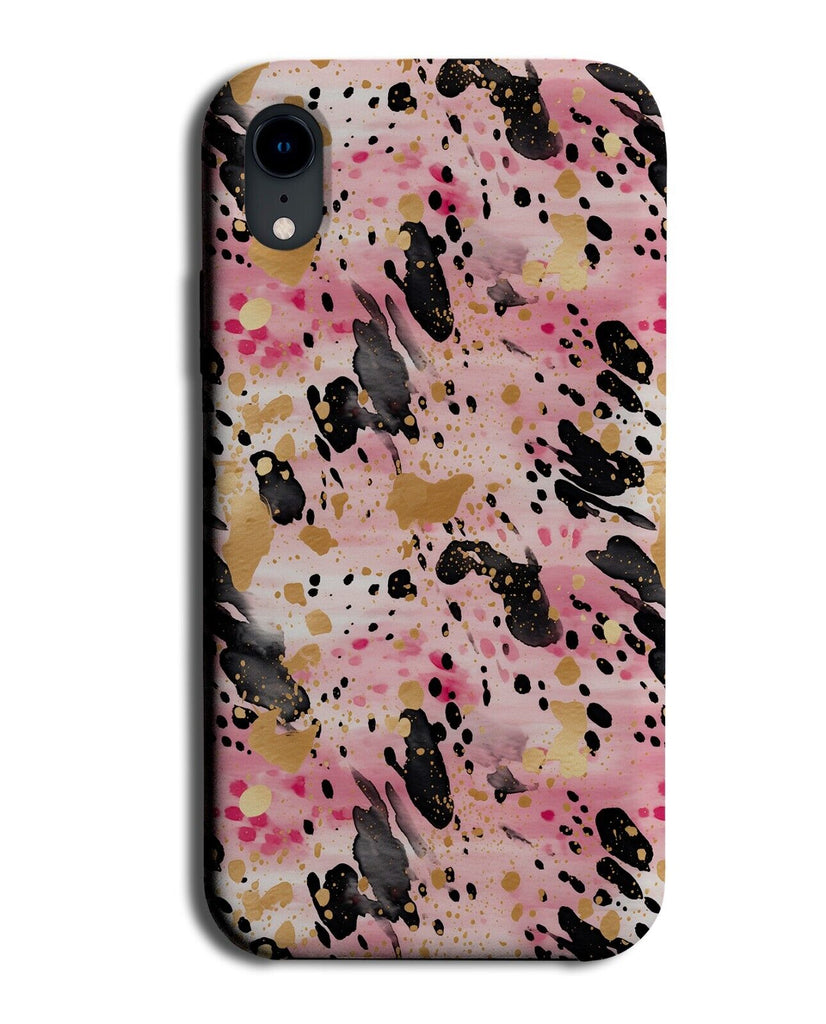 Pink Gold and Black Paint Splatters Phone Case Cover Golden Splats Marks CJ84