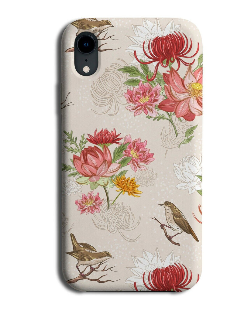 Vintage Floral Flowers and Bird Pattern Phone Case Cover Birds Sparrows E545