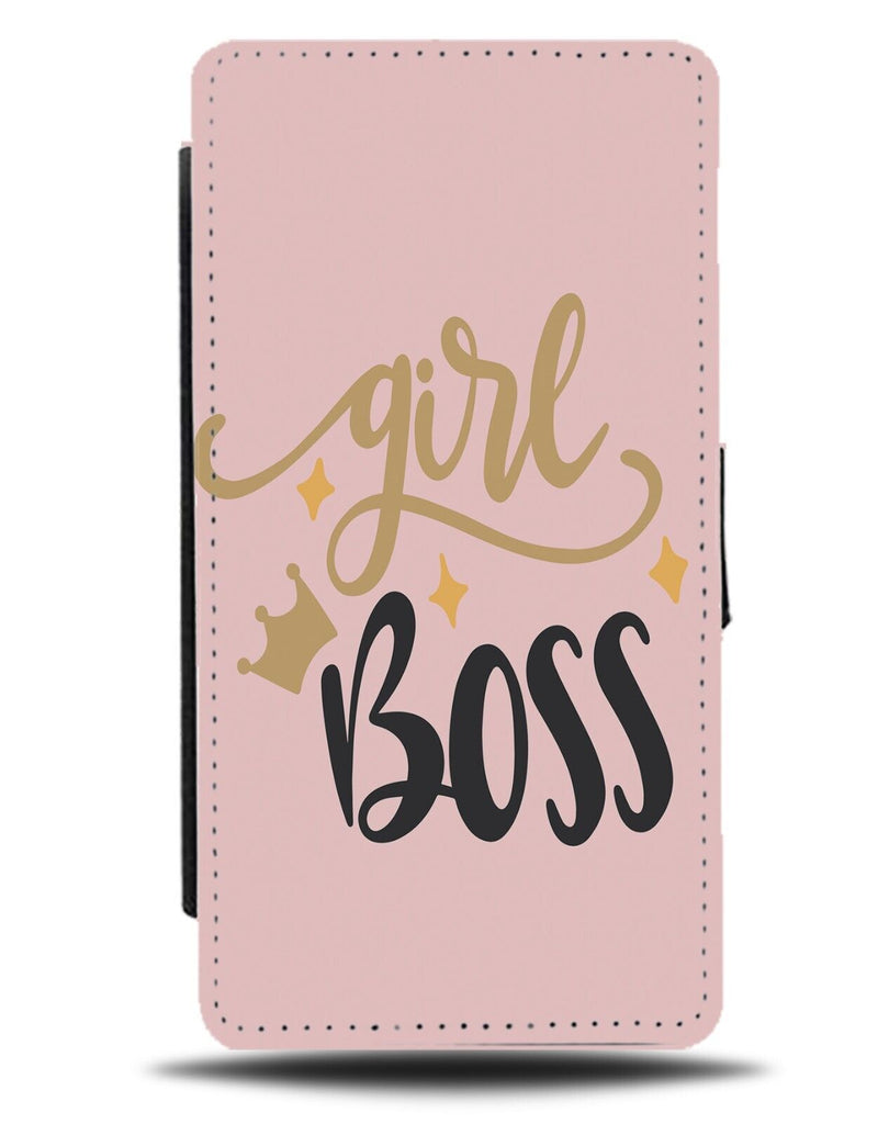 Girl Boss Flip Wallet Case Girls Bosses Pink Positivity Motivation Quote DE41
