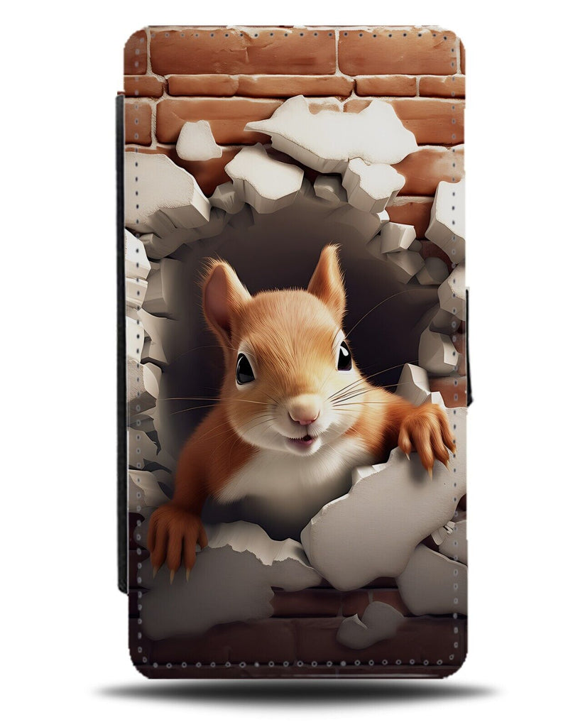 Funny Squirrel Flip Wallet Case Broken Wall Animal Squirrels Squirel Red CV64