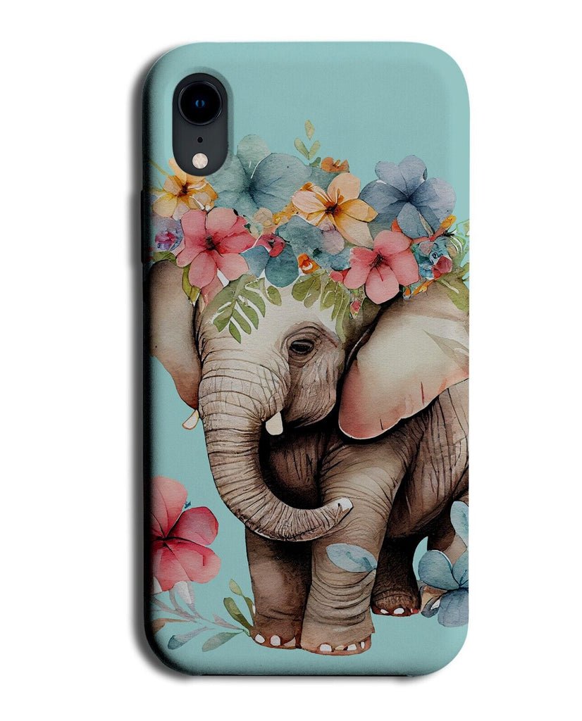 Floral Elephant Phone Case Cover Elephants Flowers Flower Crown Asian Blue AM60