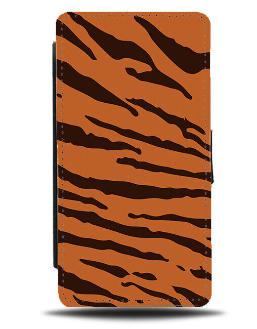 Cartoon Tiger Stripes Flip Wallet Case Marks Lines Black and Orange E645