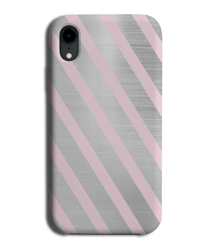 Silver & Baby Pink Striped Phone Case Cover Stripey Pattern Design Lines i825