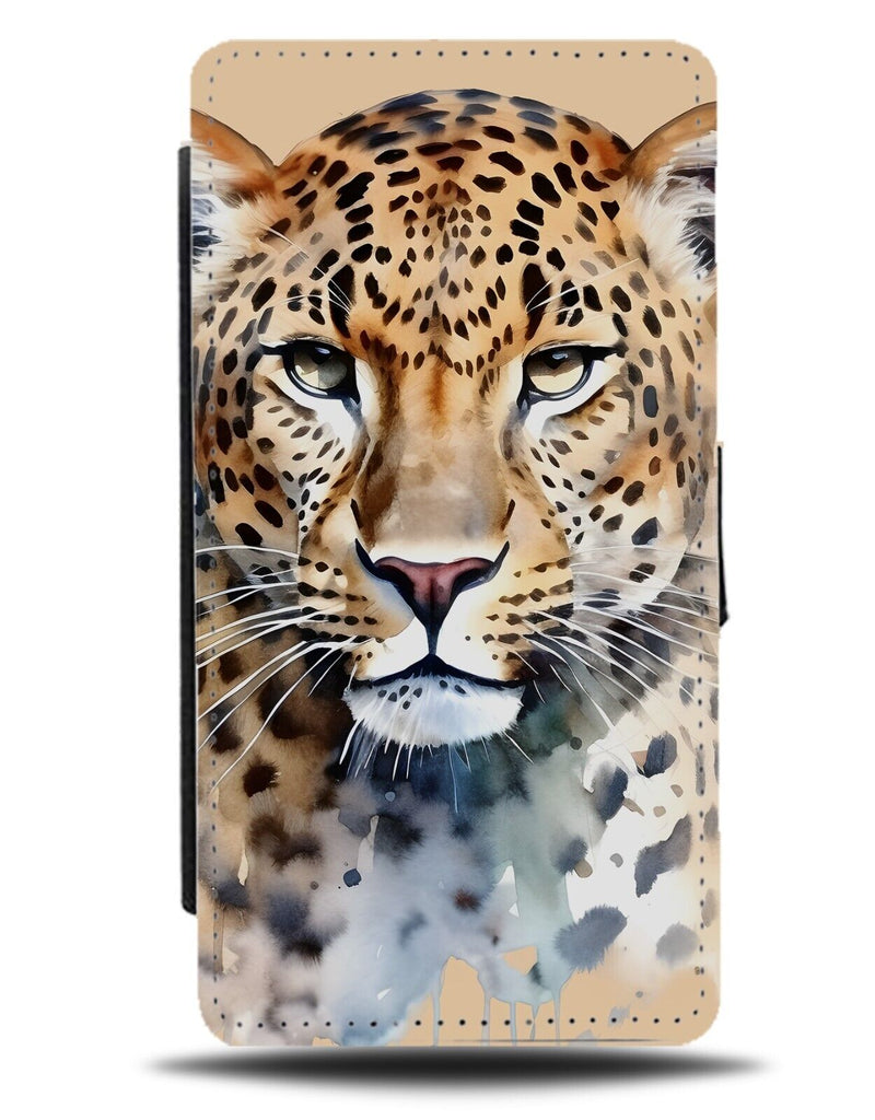 Airbrush Leopards Face Flip Wallet Case Leopard Leopard's Head Animal Spots DD28