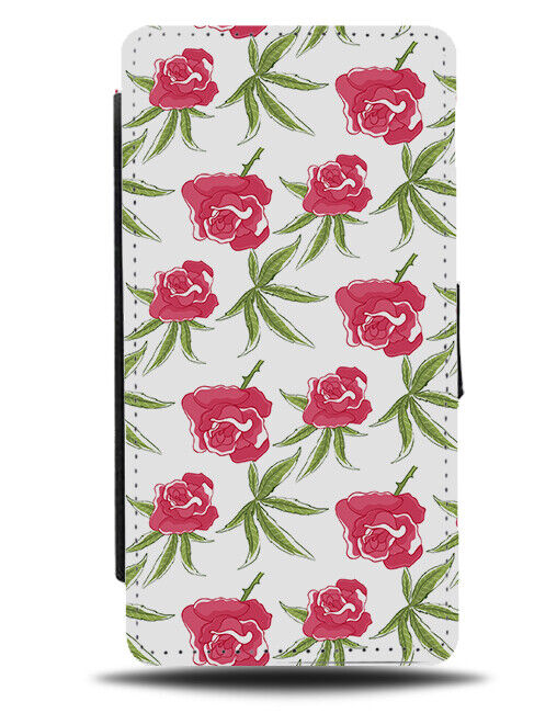 Stylish Red Roses Watercolour Painting Flip Wallet Case Art Work Artwork E588