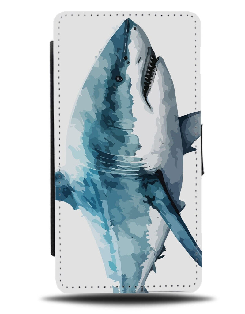 Great White Shark Watercolour Flip Wallet Case Sharks Painting Art Picture BF59