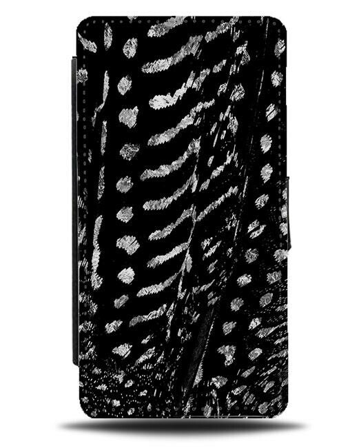 Black and Silver Fun Patterned Flip Wallet Case Pattern Lines Design Grey E872