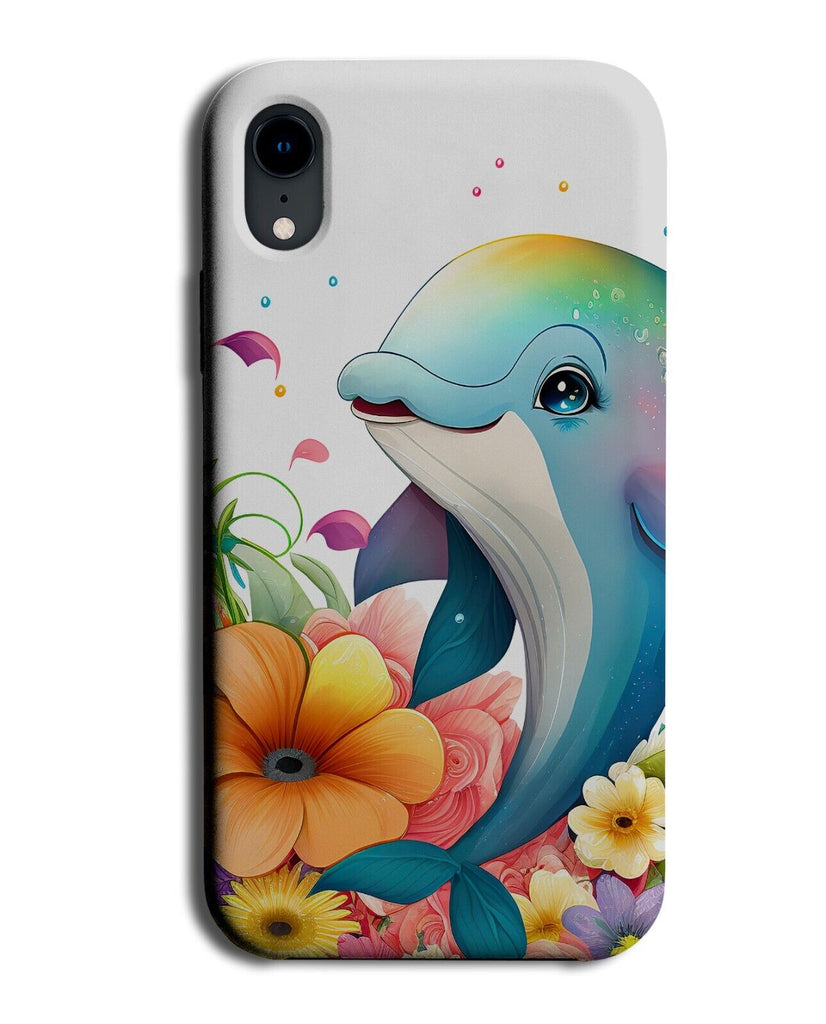 Floral Colourful Dolphin Phone Case Cover Dolphins Multicoloured Kids Face BE57