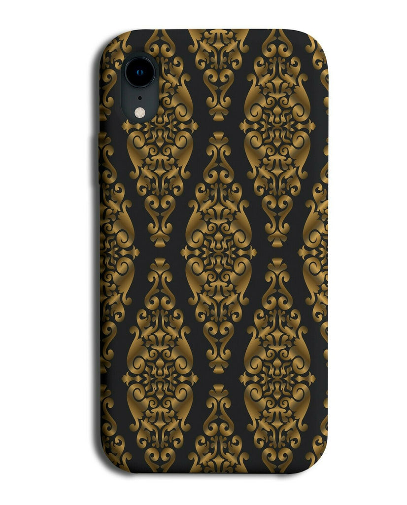Black and Gold Curtain Wallpaper Pattern Phone Case Cover Floral Background H642